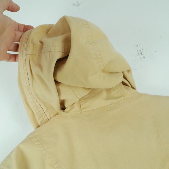 Vintage Express Medium Coat 90s Hooded Utility Chore Preppy Country Beige Fall - Picture 10 of 15